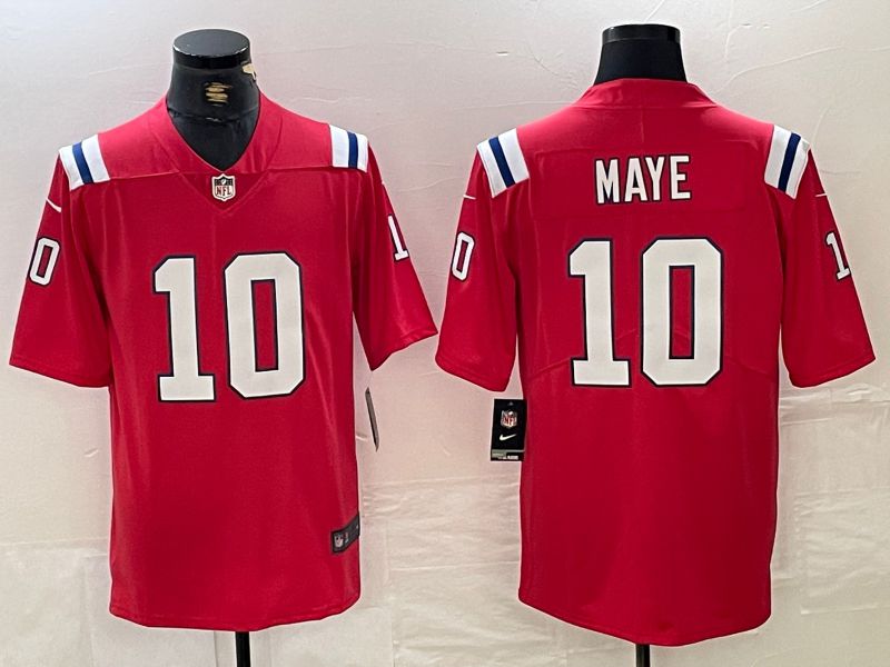 Men New England Patriots #10 Maye Red Three generations 2024 Nike Vapor F.U.S.E. Limited NFL Jersey